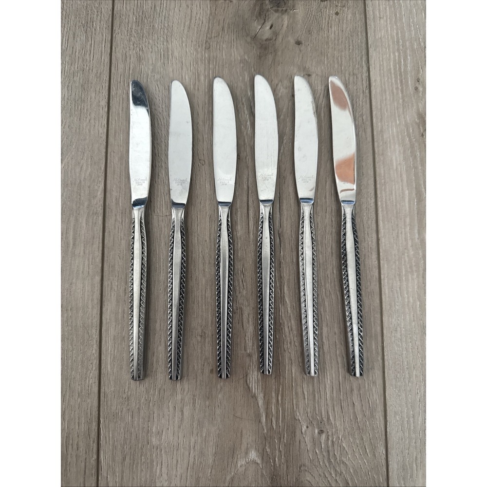 6 Vintage Granada National‎ Stainless Japan Flatware Dinner Butter Knife